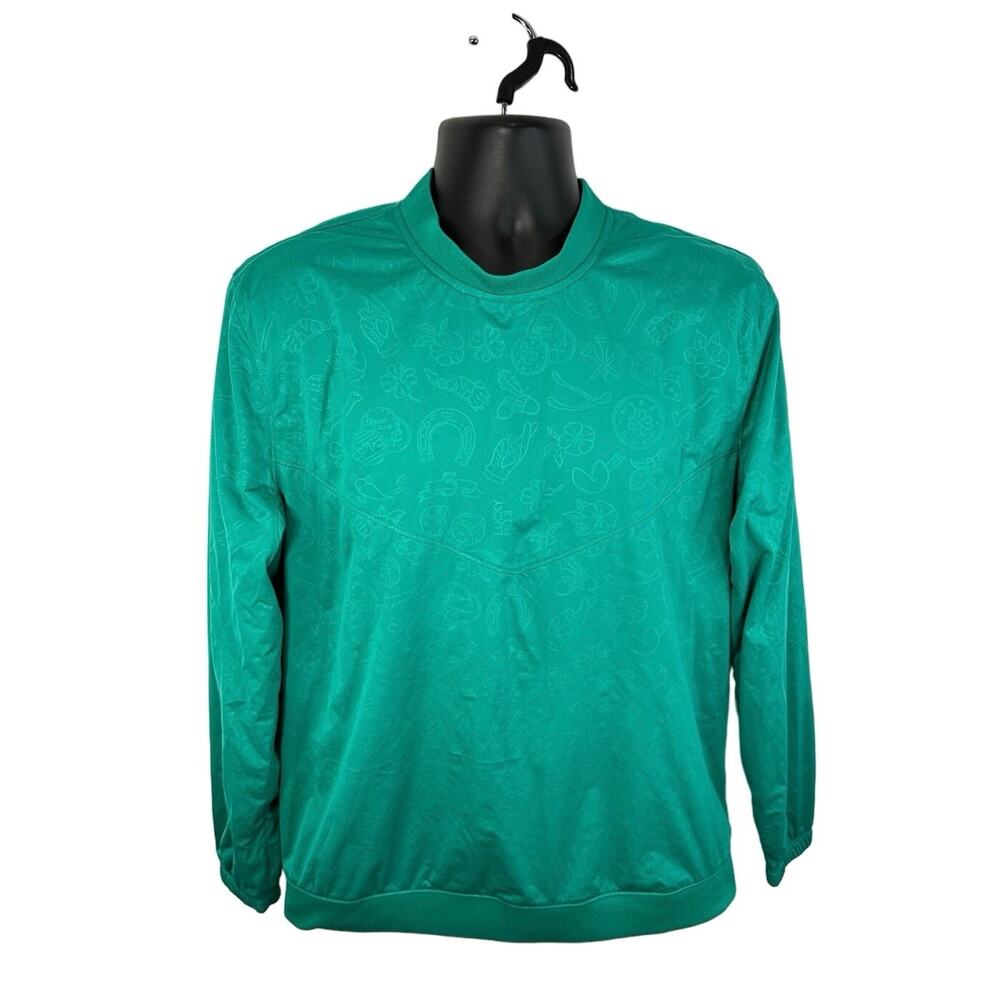 Nike Shield Golf Windbreaker Crew Embossed Pullover Size Medium Green
